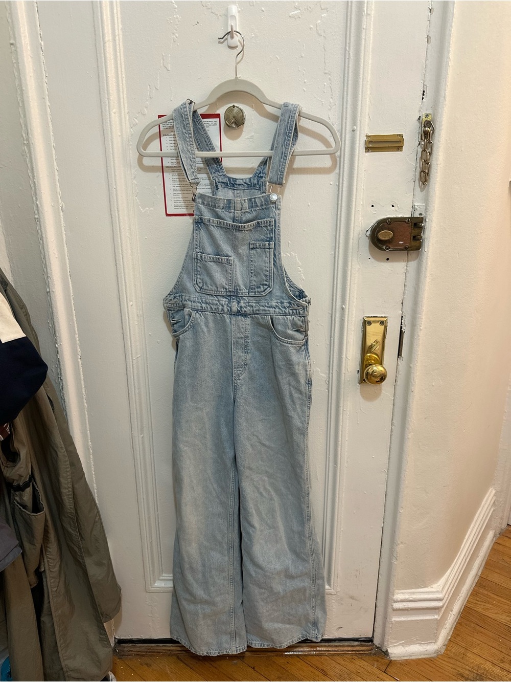 Zara Light Wash Denim Overalls Jumpsuit - Casual Wide Leg